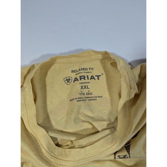 Ariat Relaxed Yellow Women T Shirt  XXL Cow With Rainbow Sunglasses Graphic - Picture 6 of 10